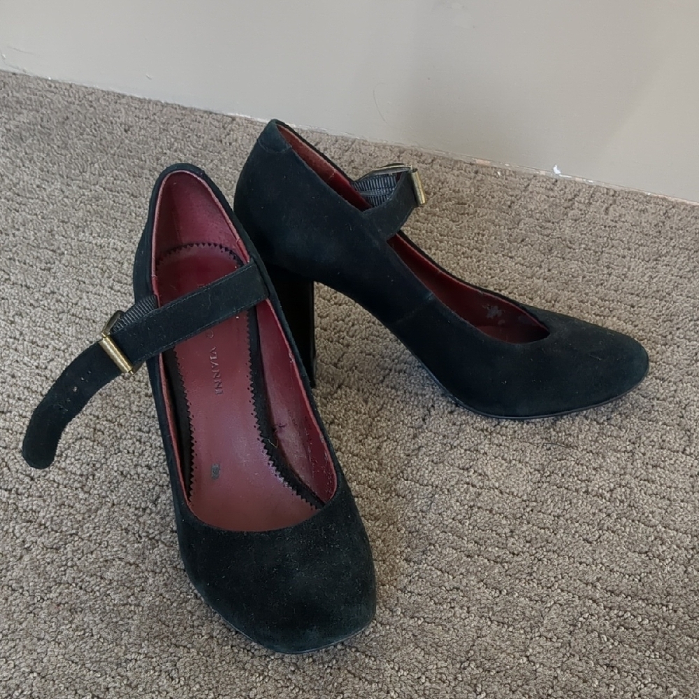Roberto Vianni Black Suede Mary Jane Heels